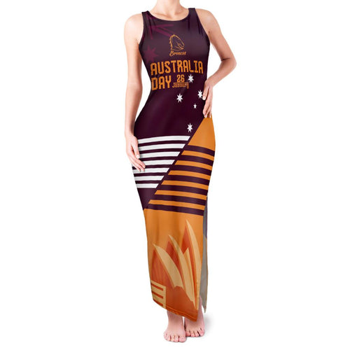 NRL Broncos Australia Day Custom Family Matching Tank Maxi Dress and Hawaiian Shirt Sydney Opera House Style