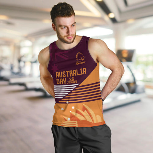 NRL Broncos Australia Day Custom Men Tank Top Sydney Opera House Style