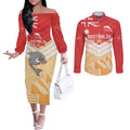 NRL Dolphins Australia Day Custom Couples Matching Off The Shoulder Long Sleeve Dress and Long Sleeve Button Shirt Sydney Opera House Style