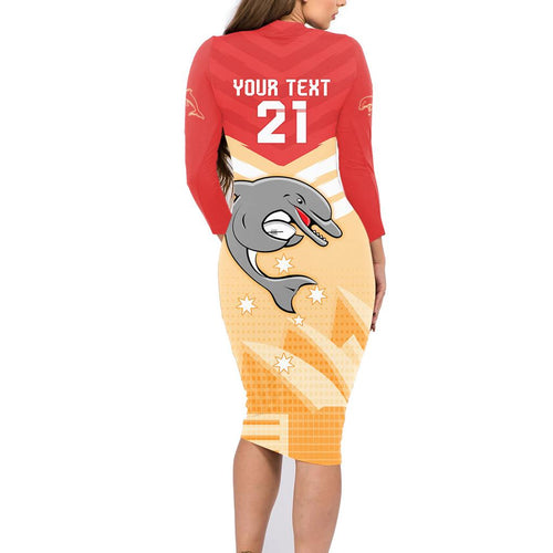 NRL Dolphins Australia Day Custom Family Matching Long Sleeve Bodycon Dress and Hawaiian Shirt Sydney Opera House Style