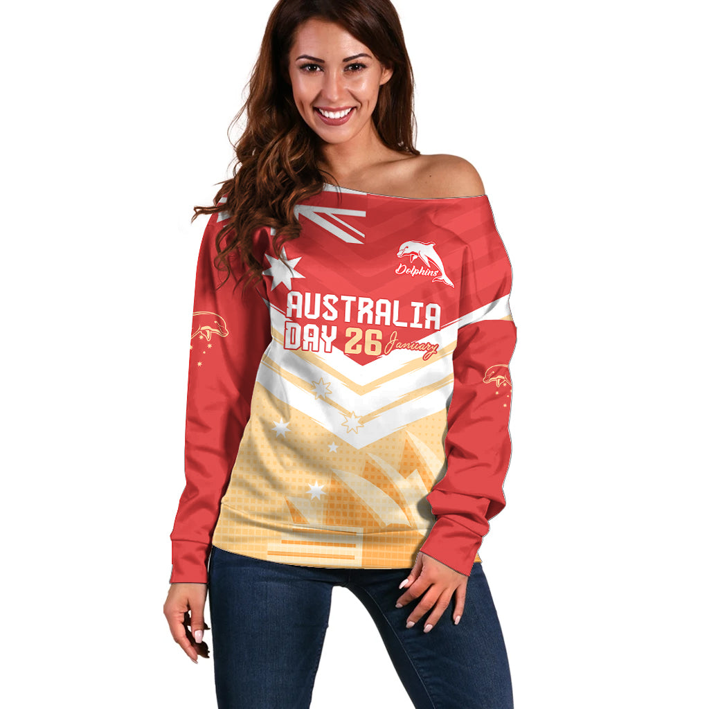 NRL Dolphins Australia Day Custom Off Shoulder Sweater Sydney Opera House Style
