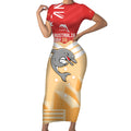 NRL Dolphins Australia Day Custom Short Sleeve Bodycon Dress Sydney Opera House Style