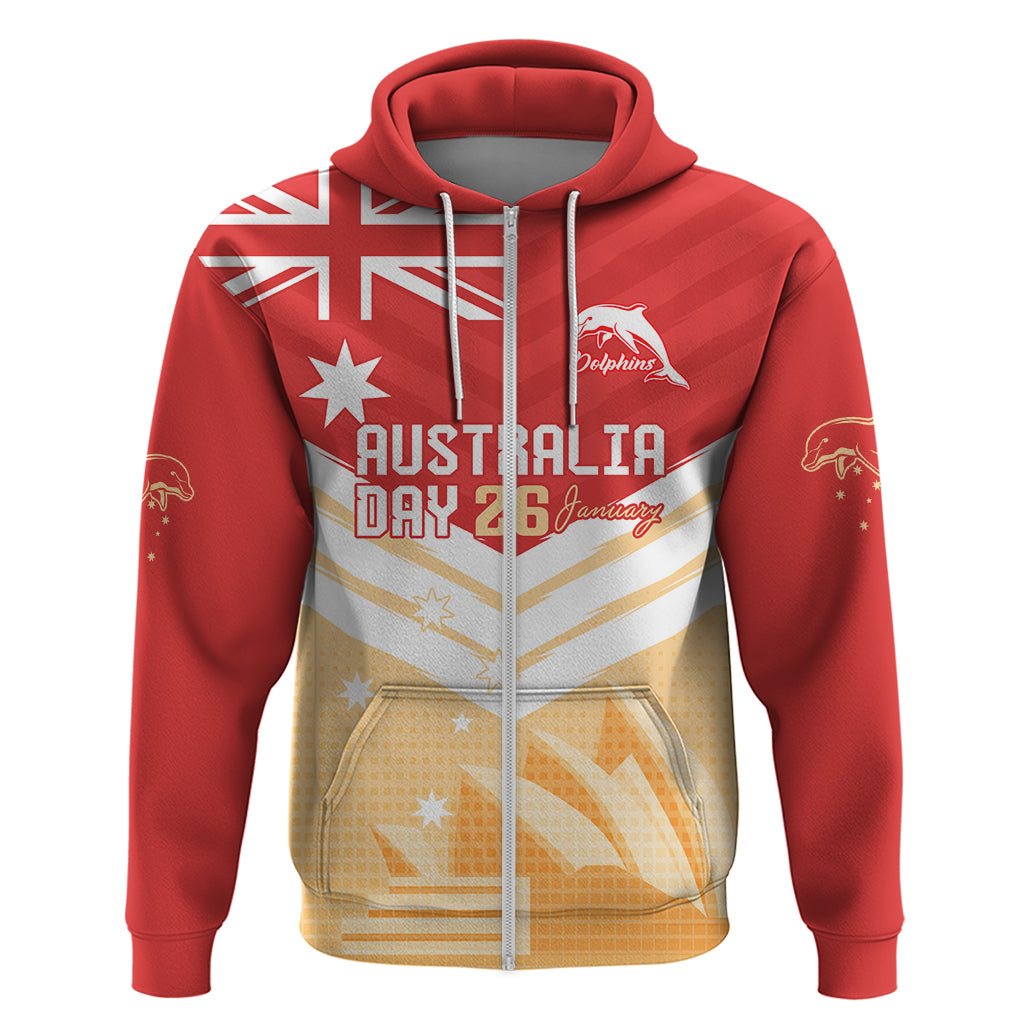 NRL Dolphins Australia Day Custom Zip Hoodie Sydney Opera House Style