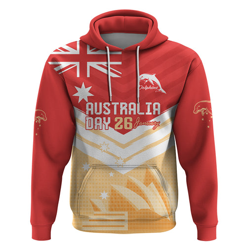 NRL Dolphins Australia Day Custom Zip Hoodie Sydney Opera House Style