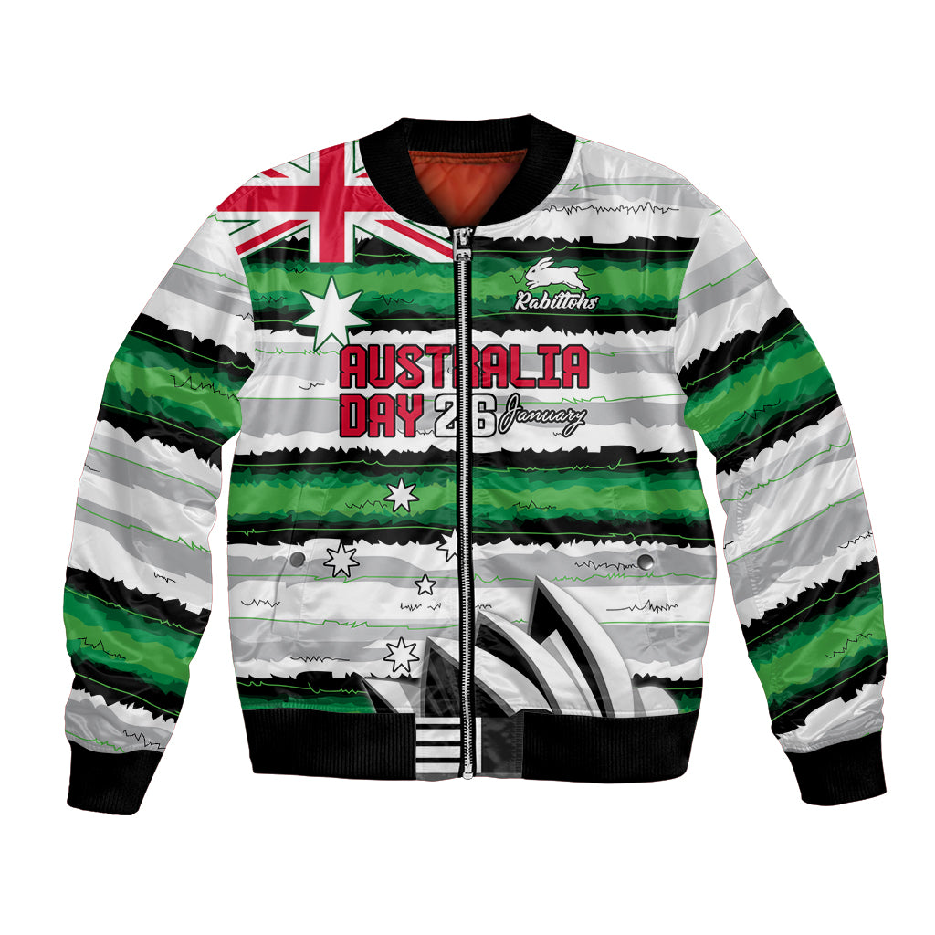 NRL Rabittohs Australia Day Custom Bomber Jacket Sydney Opera House Glory Glory