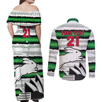 NRL Rabittohs Australia Day Custom Couples Matching Off Shoulder Maxi Dress and Long Sleeve Button Shirt Sydney Opera House Glory Glory