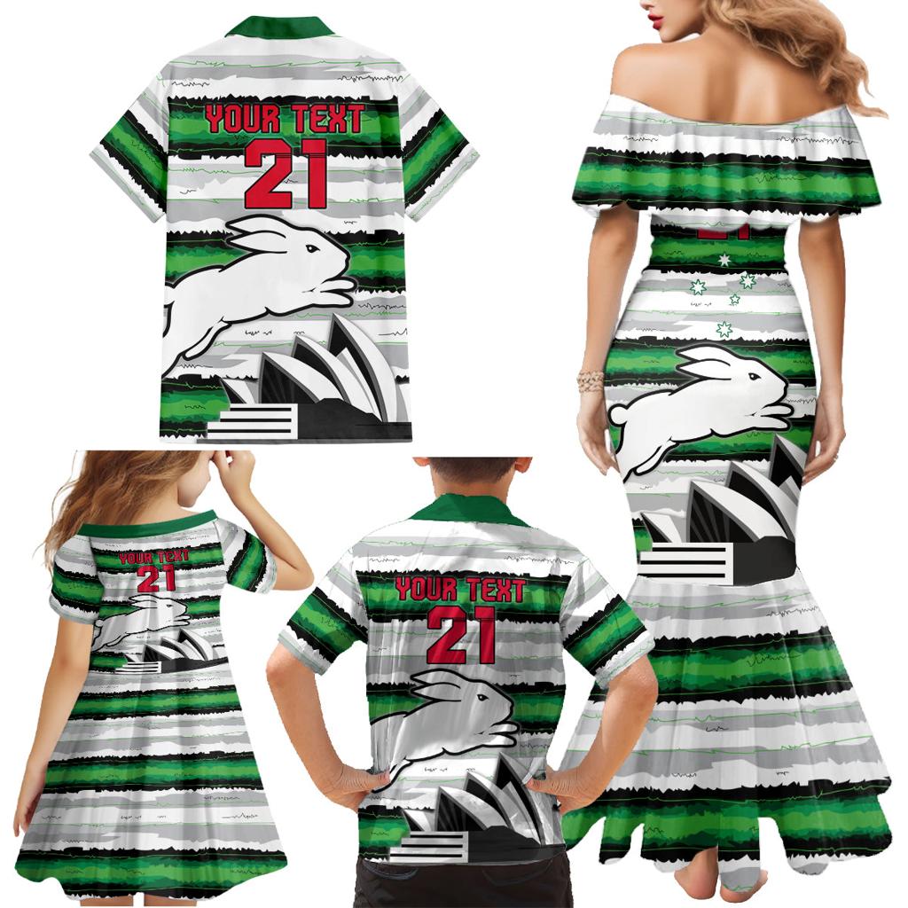NRL Rabittohs Australia Day Custom Family Matching Mermaid Dress and Hawaiian Shirt Sydney Opera House Glory Glory