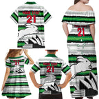NRL Rabittohs Australia Day Custom Family Matching Off Shoulder Maxi Dress and Hawaiian Shirt Sydney Opera House Glory Glory
