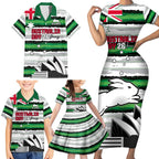 NRL Rabittohs Australia Day Custom Family Matching Short Sleeve Bodycon Dress and Hawaiian Shirt Sydney Opera House Glory Glory