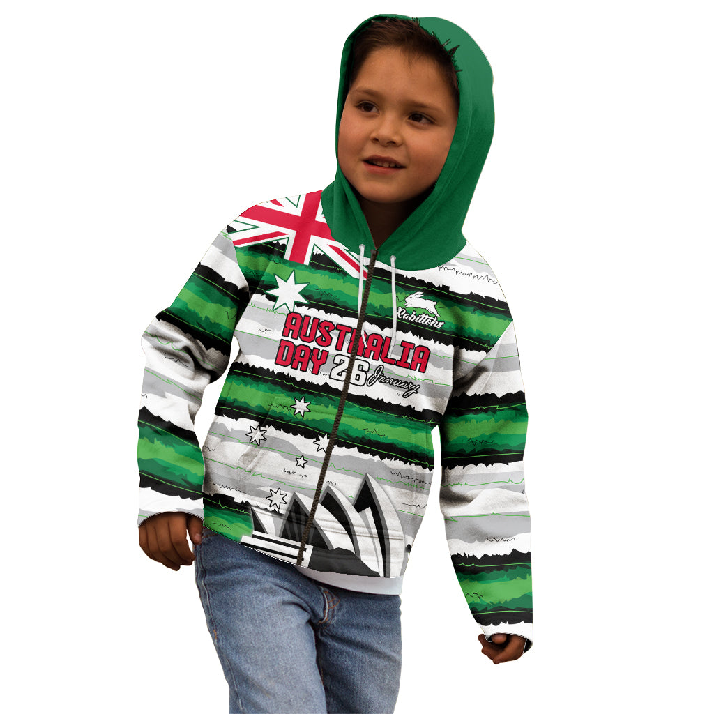 NRL Rabittohs Australia Day Custom Kid Hoodie Sydney Opera House Glory Glory