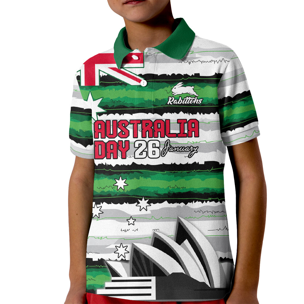 NRL Rabittohs Australia Day Custom Kid Polo Shirt Sydney Opera House Glory Glory