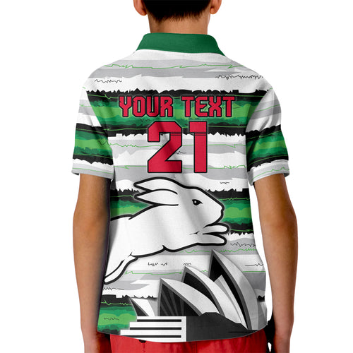 NRL Rabittohs Australia Day Custom Kid Polo Shirt Sydney Opera House Glory Glory