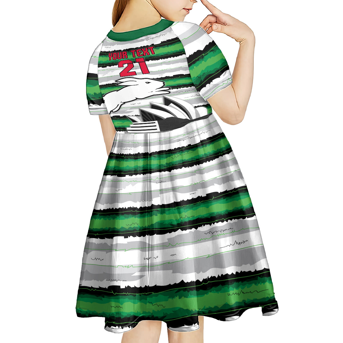 NRL Rabittohs Australia Day Custom Kid Short Sleeve Dress Sydney Opera House Glory Glory