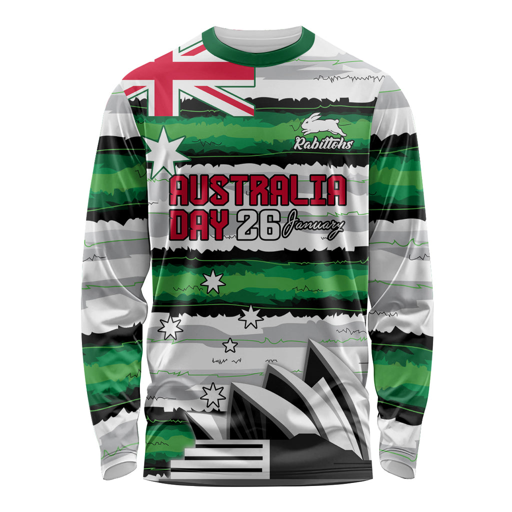 NRL Rabittohs Australia Day Custom Long Sleeve Shirt Sydney Opera House Glory Glory
