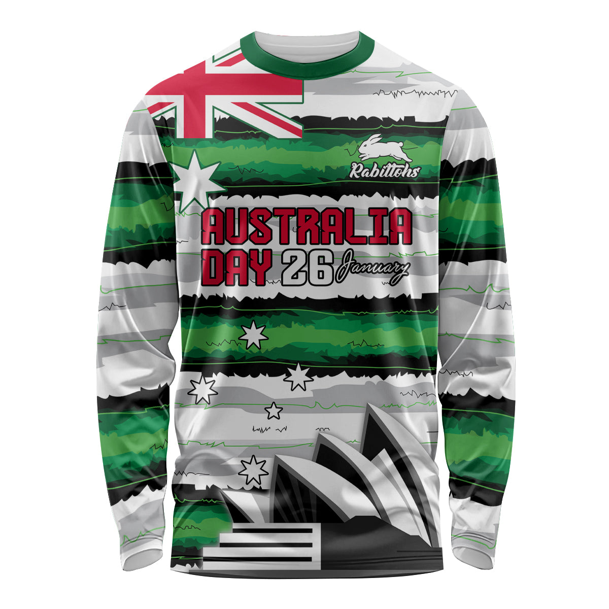 NRL Rabittohs Australia Day Custom Long Sleeve Shirt Sydney Opera House Glory Glory