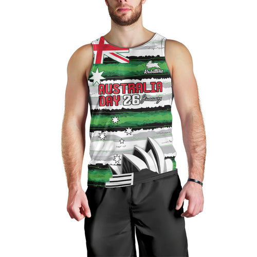 NRL Rabittohs Australia Day Custom Men Tank Top Sydney Opera House Glory Glory