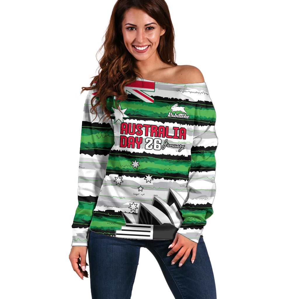 NRL Rabittohs Australia Day Custom Off Shoulder Sweater Sydney Opera House Glory Glory