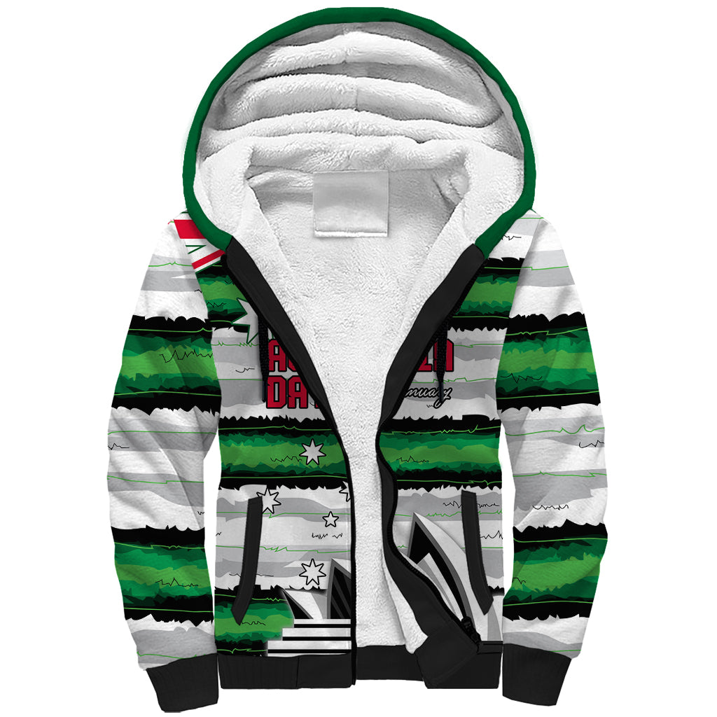 NRL Rabittohs Australia Day Custom Sherpa Hoodie Sydney Opera House Glory Glory
