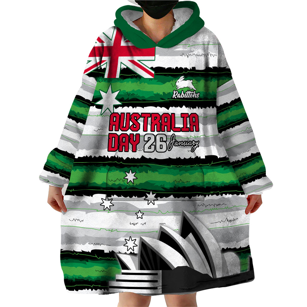 NRL Rabittohs Australia Day Custom Wearable Blanket Hoodie Sydney Opera House Glory Glory