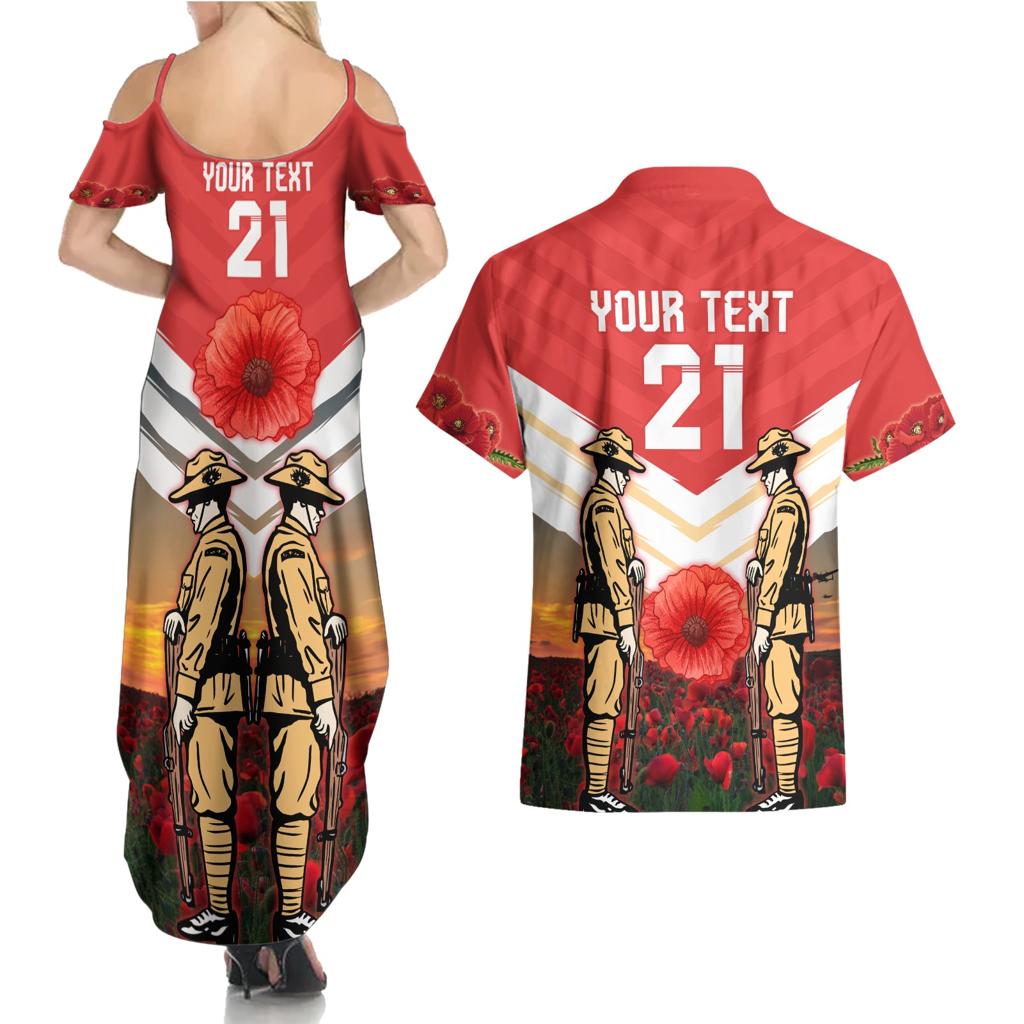 Custom Dolphins Rugby ANZAC Day Couples Matching Summer Maxi Dress and Hawaiian Shirt Soldiers Poppy Field 2024