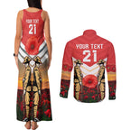 Custom Dolphins Rugby ANZAC Day Couples Matching Tank Maxi Dress and Long Sleeve Button Shirt Soldiers Poppy Field 2024