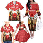 Custom Dolphins Rugby ANZAC Day Family Matching Off Shoulder Long Sleeve Dress and Hawaiian Shirt Soldiers Poppy Field 2024