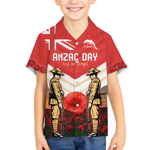Custom Dolphins Rugby ANZAC Day Hawaiian Shirt Soldiers Poppy Field 2024