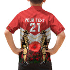 Custom Dolphins Rugby ANZAC Day Kid Hawaiian Shirt Soldiers Poppy Field 2024