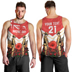 Custom Dolphins Rugby ANZAC Day Men Tank Top Soldiers Poppy Field 2024