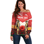 Custom Dolphins Rugby ANZAC Day Off Shoulder Sweater Soldiers Poppy Field 2024