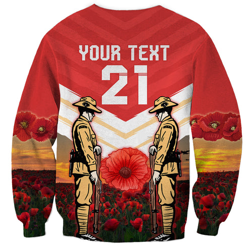 Custom Dolphins Rugby ANZAC Day Sweatshirt Soldiers Poppy Field 2024