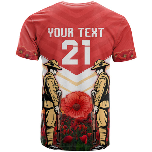 Custom Dolphins Rugby ANZAC Day T Shirt Soldiers Poppy Field 2024
