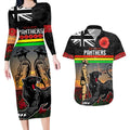 Custom Panthers Rugby ANZAC Day Couples Matching Long Sleeve Bodycon Dress and Hawaiian Shirt Soldiers Poppy Field 2024