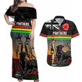 Custom Panthers Rugby ANZAC Day Couples Matching Off Shoulder Maxi Dress and Hawaiian Shirt Soldiers Poppy Field 2024