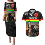 Custom Panthers Rugby ANZAC Day Couples Matching Puletasi and Hawaiian Shirt Soldiers Poppy Field 2024