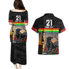 Custom Panthers Rugby ANZAC Day Couples Matching Puletasi and Hawaiian Shirt Soldiers Poppy Field 2024