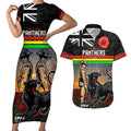 Custom Panthers Rugby ANZAC Day Couples Matching Short Sleeve Bodycon Dress and Hawaiian Shirt Soldiers Poppy Field 2024