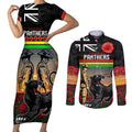 Custom Panthers Rugby ANZAC Day Couples Matching Short Sleeve Bodycon Dress and Long Sleeve Button Shirt Soldiers Poppy Field 2024