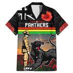Custom Panthers Rugby ANZAC Day Family Matching Mermaid Dress and Hawaiian Shirt Soldiers Poppy Field 2024
