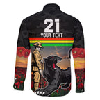 Custom Panthers Rugby ANZAC Day Family Matching Mermaid Dress and Hawaiian Shirt Soldiers Poppy Field 2024