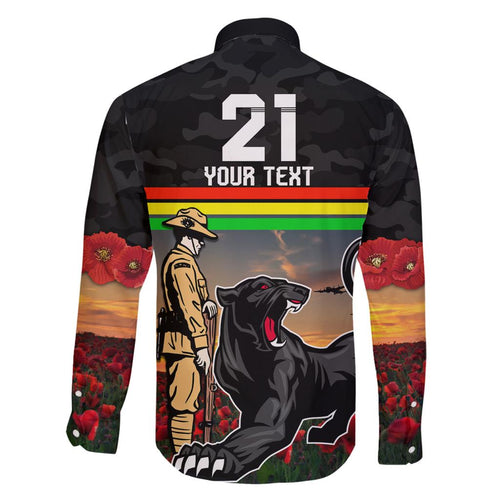 Custom Panthers Rugby ANZAC Day Family Matching Mermaid Dress and Hawaiian Shirt Soldiers Poppy Field 2024