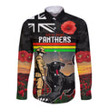 Custom Panthers Rugby ANZAC Day Long Sleeve Button Shirt Soldiers Poppy Field 2024