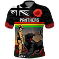 Custom Panthers Rugby ANZAC Day Polo Shirt Soldiers Poppy Field 2024