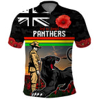 Custom Panthers Rugby ANZAC Day Polo Shirt Soldiers Poppy Field 2024