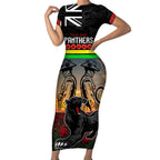 Custom Panthers Rugby ANZAC Day Short Sleeve Bodycon Dress Soldiers Poppy Field 2024