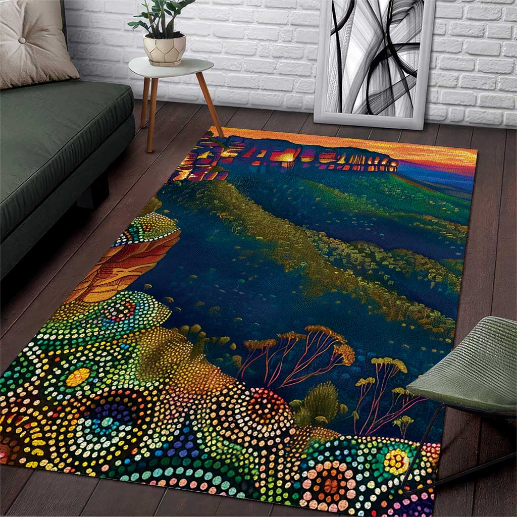 Australia Blue Mountains Area Rug Aboriginal Dot Painting