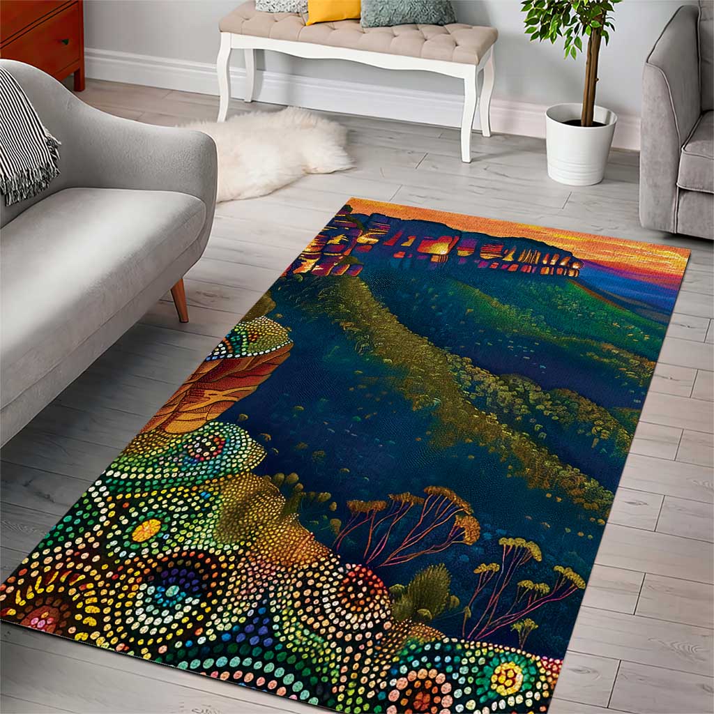 Australia Blue Mountains Area Rug Aboriginal Dot Painting