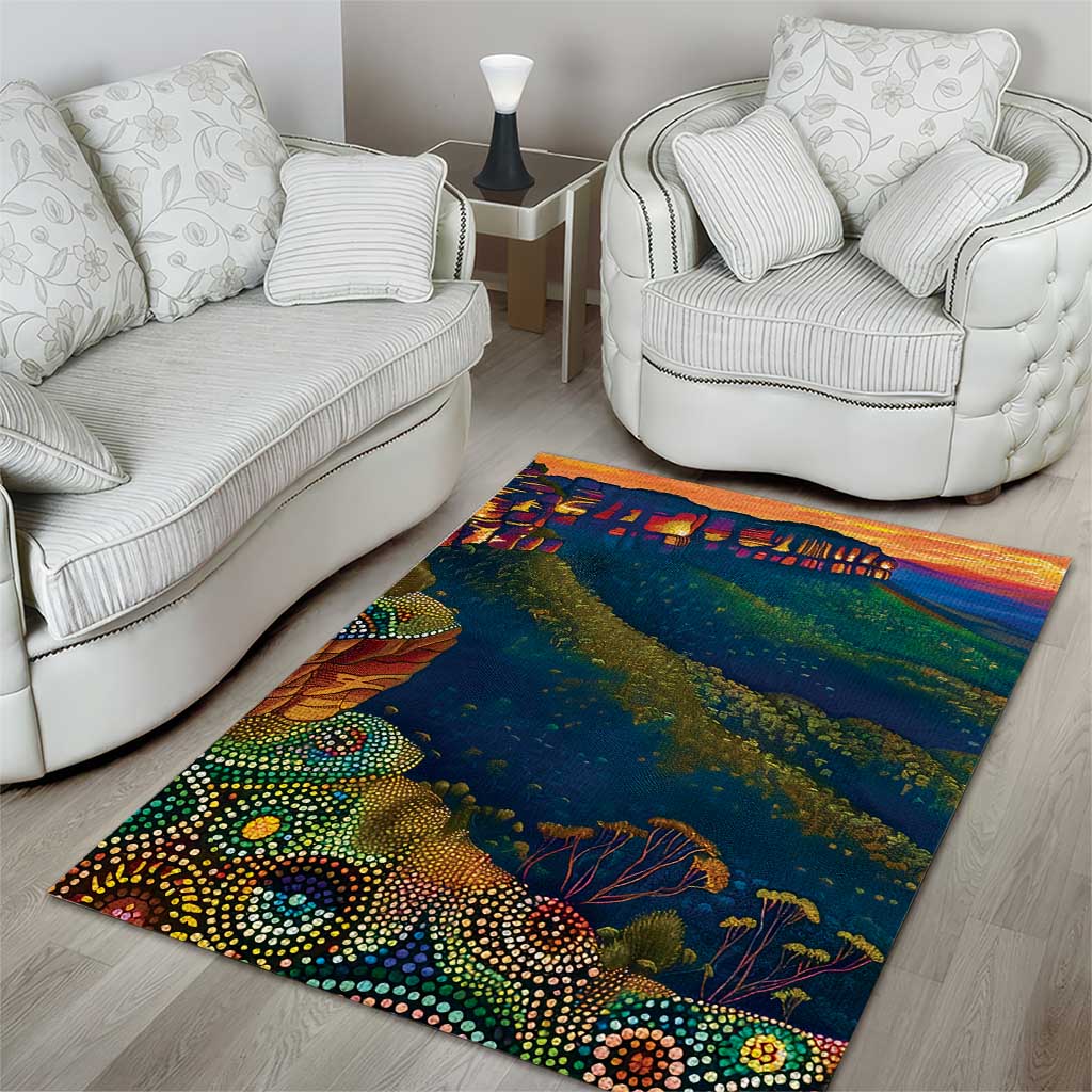 Australia Blue Mountains Area Rug Aboriginal Dot Painting