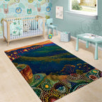 Australia Blue Mountains Area Rug Aboriginal Dot Painting