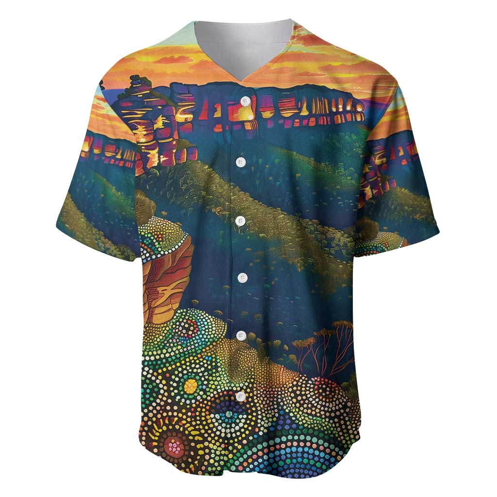 Australia Blue Mountains Baseball Jersey Aboriginal Dot Painting